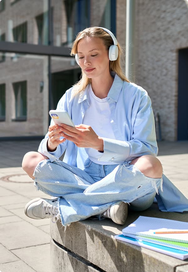 Student with headphones